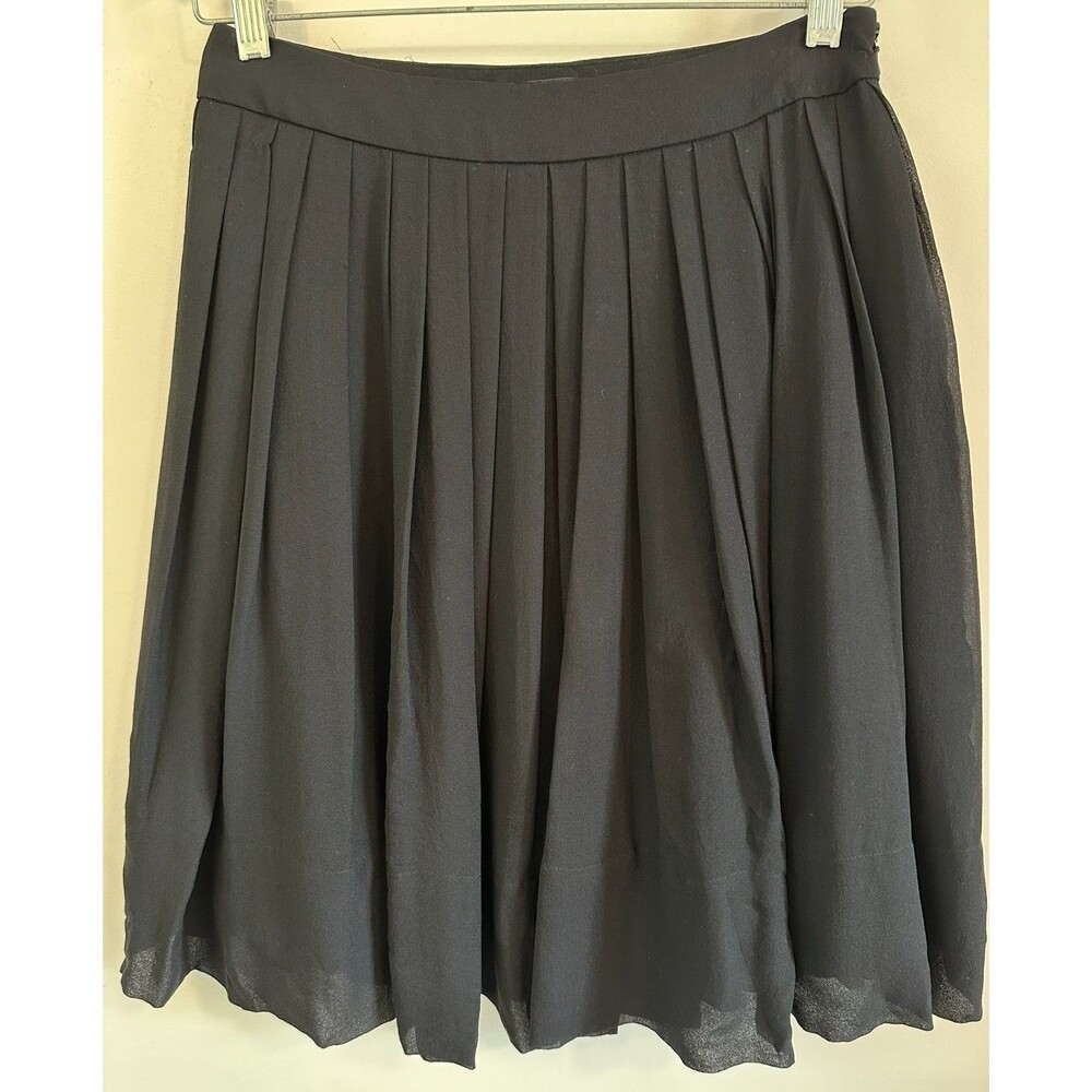 Talbots Black Silk Skirt Pleated Minimalist Staple Classic Effortless Chic 2P